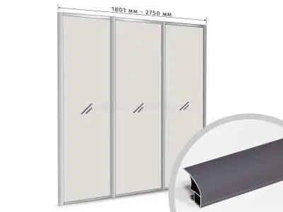Комплекты ламинированного профиля компл. профиля-купе с-образный рамир на 3 двери (ширина шкафа 1801-2750 мм), софт тач серый