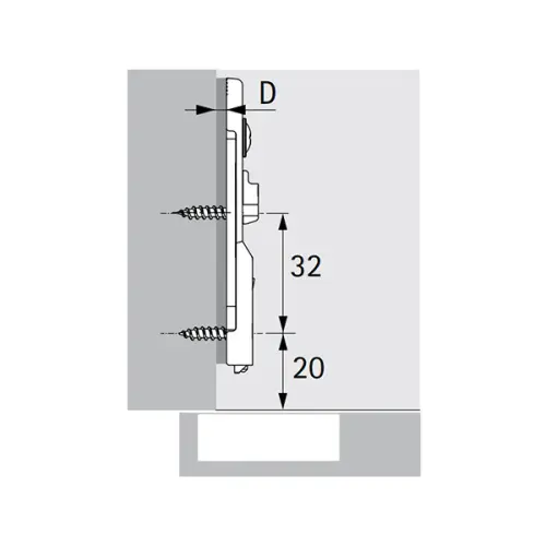 Петли мебельные Hettich (Германия) монтажная планка линейная для sensys/intermat, дист. 3мм