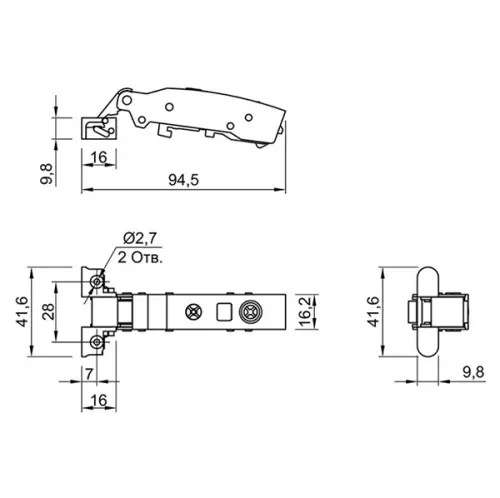 Петли мебельные Hettich (Германия) петля hettich sensys накладная 95°, для алюминиевых рам, черный обсидиан, с доводчиком 