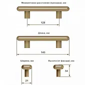 Ручки ручка мебельная country, 128мм, бронза/фарфор трещинки