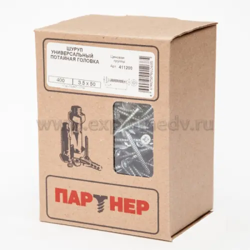 Винты, шурупы шуруп универс. потайной оцинков 3,5х50 (400шт.)