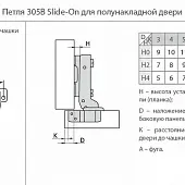 Петли мебельные JET петля мебельная jet 305 полунакладная 110° slide-on, 48мм, с мп