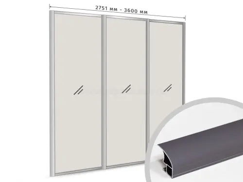 Комплекты ламинированного профиля компл. профиля-купе с-образный рамир на 3 двери (ширина шкафа 2751-3600 мм), софт тач серый