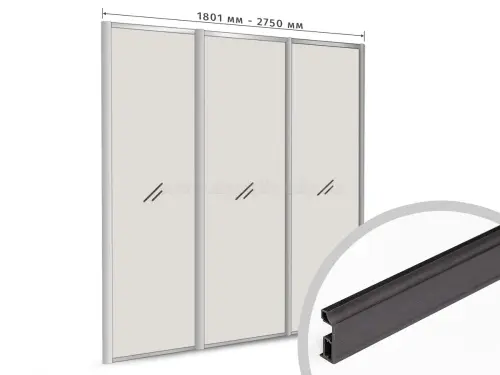 Комплекты анодированного профиля компл. профиля-купе slim оптима на 3 двери (ширина шкафа 1801-2750 мм), черный
