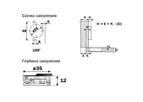 Петли мебельные Hafele петля мебельная hafele salice silentia+ полунакладная 105° с доводчиком, 48мм