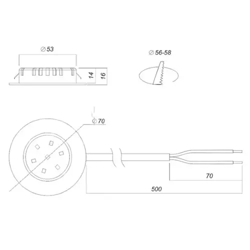 Светильники светильник polus-e led, врезной, 220v, 3.2w, 3000к, золото