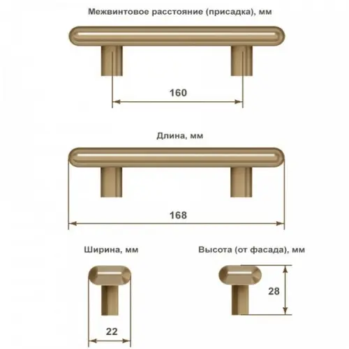 Ручки мебельные Metakor ручка мебельная oval, 160мм, состаренная медь