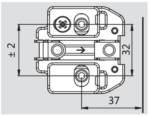 Петли мебельные DTC монтажная планка dtc pivot-star, h=2мм, snap-on 3d