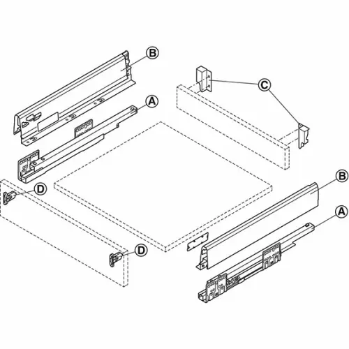 Ящики Matrix Box S выдвижной ящик matrix box s, с доводчиком, nl-400*84мм (2 кругл. рейлинга), белый